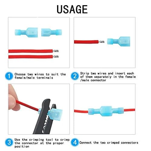 MCIGICM 16-14 Gauge Spade Disconnect Wire Connectors 200 Pcs | Fully Insulated Nylon Terminals for Electrical Wiring thumbnail 4