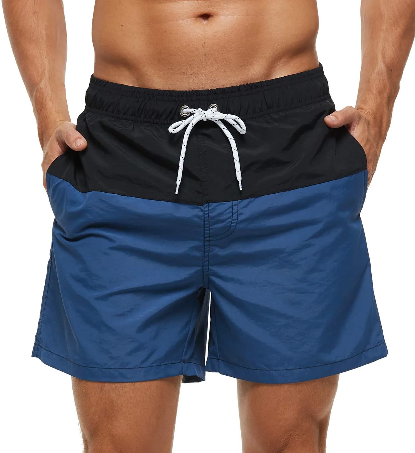 SILKWORLD Men's Swim Trunks Quick Dry Bathing Suit, Black, M | Lightweight, Fast Dry, Adjustable Waist