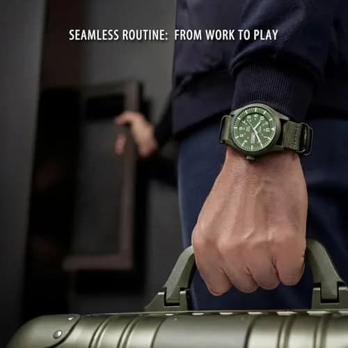 Infantry Mens Military Field Watch Vietnam Style 40mm Green Nylon Band | Classic Tactical Design thumbnail 4