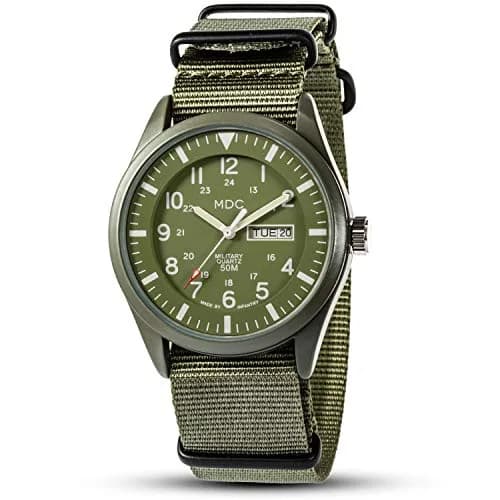 Infantry Mens Military Field Watch Vietnam Style 40mm Green Nylon Band | Classic Tactical Design thumbnail 1