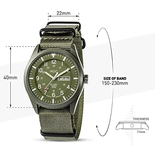 Infantry Mens Military Field Watch Vietnam Style 40mm Green Nylon Band | Classic Tactical Design thumbnail 7