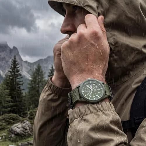 Infantry Mens Military Field Watch Vietnam Style 40mm Green Nylon Band | Classic Tactical Design thumbnail 3