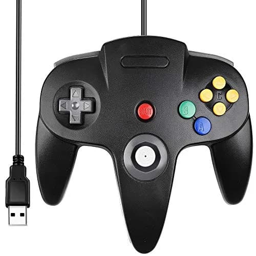 SAFFUN Classic N64 Controller Wired USB PC Gamepad 1.8m (6ft) Cable | Plug and Play for Windows PC macOS Linux Raspberry Pi thumbnail 1