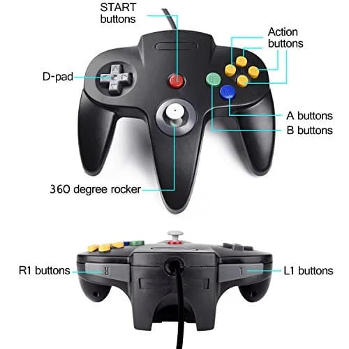 SAFFUN Classic N64 Controller Wired USB PC Gamepad 1.8m (6ft) Cable | Plug and Play for Windows PC macOS Linux Raspberry Pi thumbnail 2