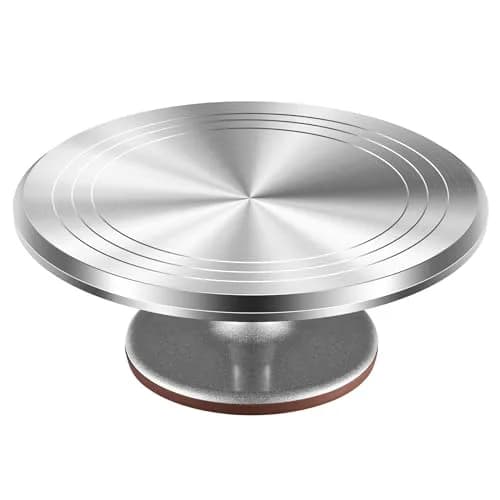 Kootek 12" Silver Aluminum Alloy Cake Turntable | Durable 360° Rotating Cake Stand for Decorating thumbnail 1