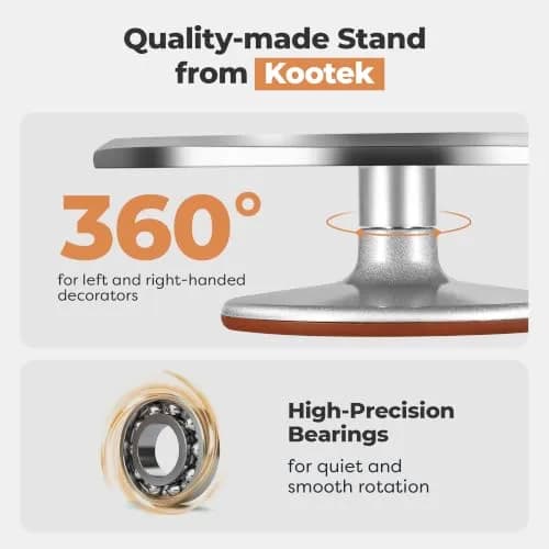 Kootek 12" Silver Aluminum Alloy Cake Turntable | Durable 360° Rotating Cake Stand for Decorating thumbnail 4