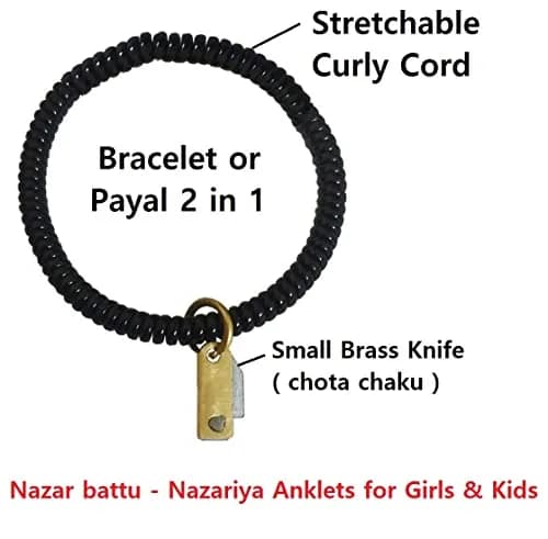 VAMA Adjustable Black Nylon Cord Nazar Battu Suraksha Anklet for Women & Girls | Evil Eye Protector thumbnail 2