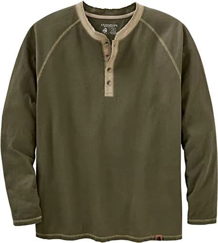 Legendary Whitetails Long Sleeve Cotton Henley Shirt Army | Rugged Outdoor Style (70-120 chars) thumbnail 1