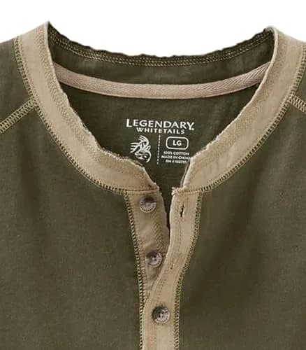 Legendary Whitetails Long Sleeve Cotton Henley Shirt Army | Rugged Outdoor Style (70-120 chars) thumbnail 6