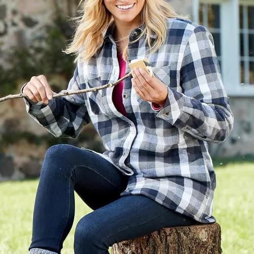 Legendary Whitetails Womens Flannel Shacket XS | Sherpa Lined Plaid Fleece Jacket thumbnail 3