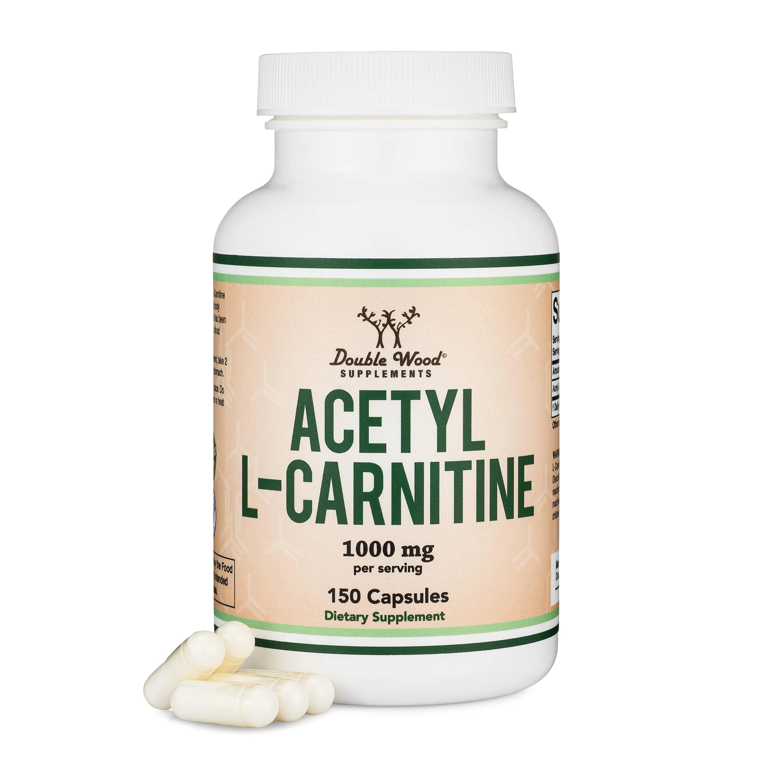 Double Wood Supplements Acetyl L-Carnitine 1,000mg | Memory + Energy Support, 150 Capsules — Red