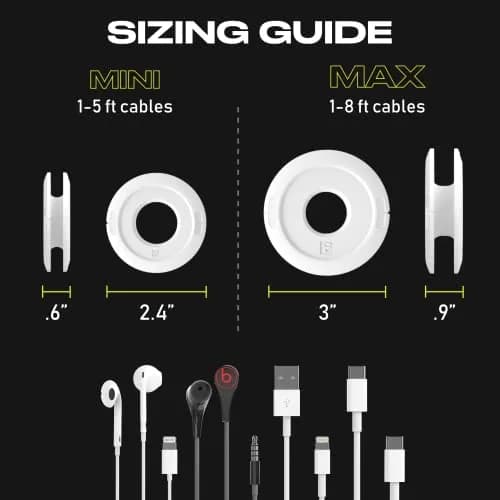 Fuse Side Winder Mini & Max Cord Organizer | Travel & Tech Organizer for Earbuds & Cables (White, Mini) thumbnail 2