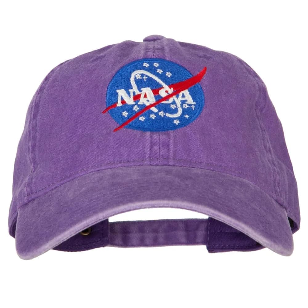 e4Hats.com NASA Insignia Embroidered Pigment Dyed Cap | Unisex Adjustable Cotton Space Hat — Purple