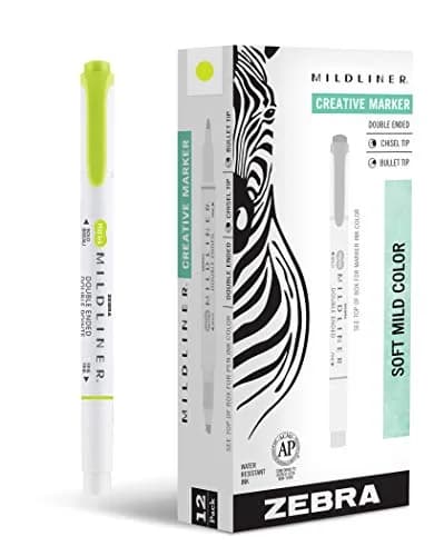 Zebra Pen Mildliner Highlighters Citrus Green Dual Tip 12-Pack | No Bleed Ink for Students & Office thumbnail 1