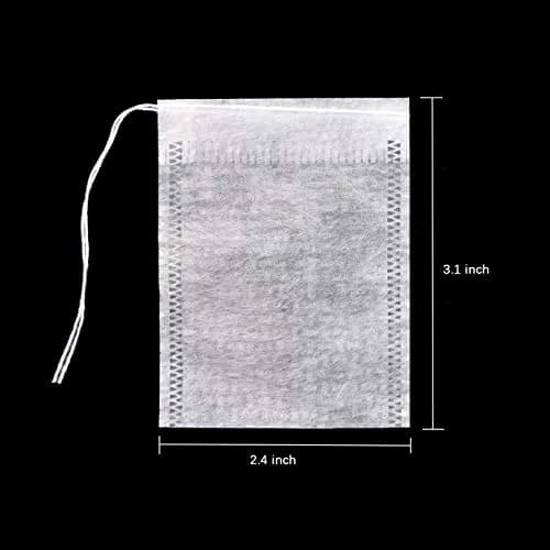 fenshine Disposable Tea Bags 100 pcs | Biodegradable Corn Fiber Tea Filter Bags with Drawstring thumbnail 3