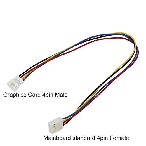 GENNEL Mainboard 4-pin to GPU Fan Extension Cable 260mm | PWM Support for Graphics Card Fans thumbnail 2