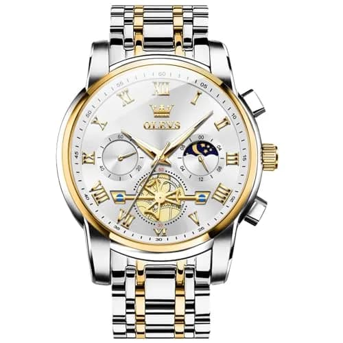 OLEVS Silver Luxury Men's Watch Analog Quartz Chronograph with Luminous Dial, 41mm Case | Imported for India thumbnail 1