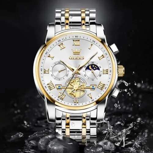 OLEVS Silver Luxury Men's Watch Analog Quartz Chronograph with Luminous Dial, 41mm Case | Imported for India thumbnail 8