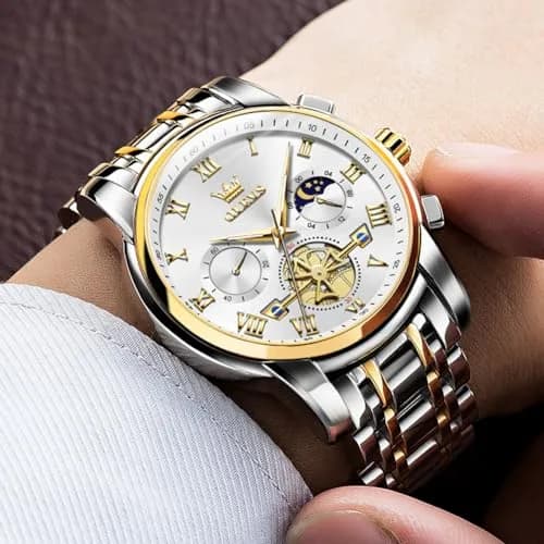 OLEVS Silver Luxury Men's Watch Analog Quartz Chronograph with Luminous Dial, 41mm Case | Imported for India thumbnail 3