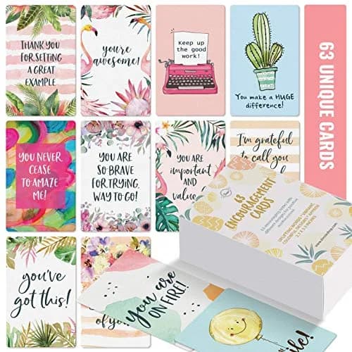 Dessie Motivational Cards - 63 Unique Inspirational Cards | Business Card Sized Encouragement Cards for Employees, Kindness, Appreciation, Lunch Box Notes thumbnail 1