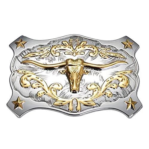 HUABOLA CALYN Longhorn Bull Belt Buckle for Men - Western Rodeo Texas Cowboy Large Buckle 9.7cm x 7cm (3.82" x 2.76") thumbnail 1