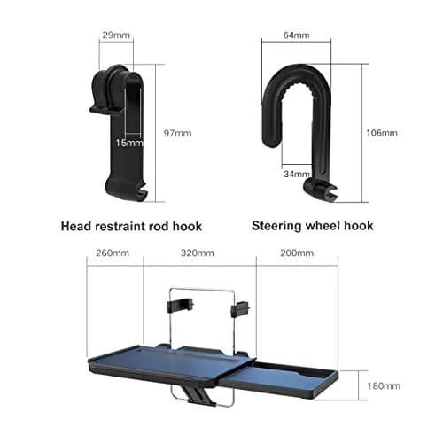 Xergur 2-in-1 Car Steering Wheel Tray & Back Seat Headrest Tray | Portable Workstation & Eating Desk thumbnail 6