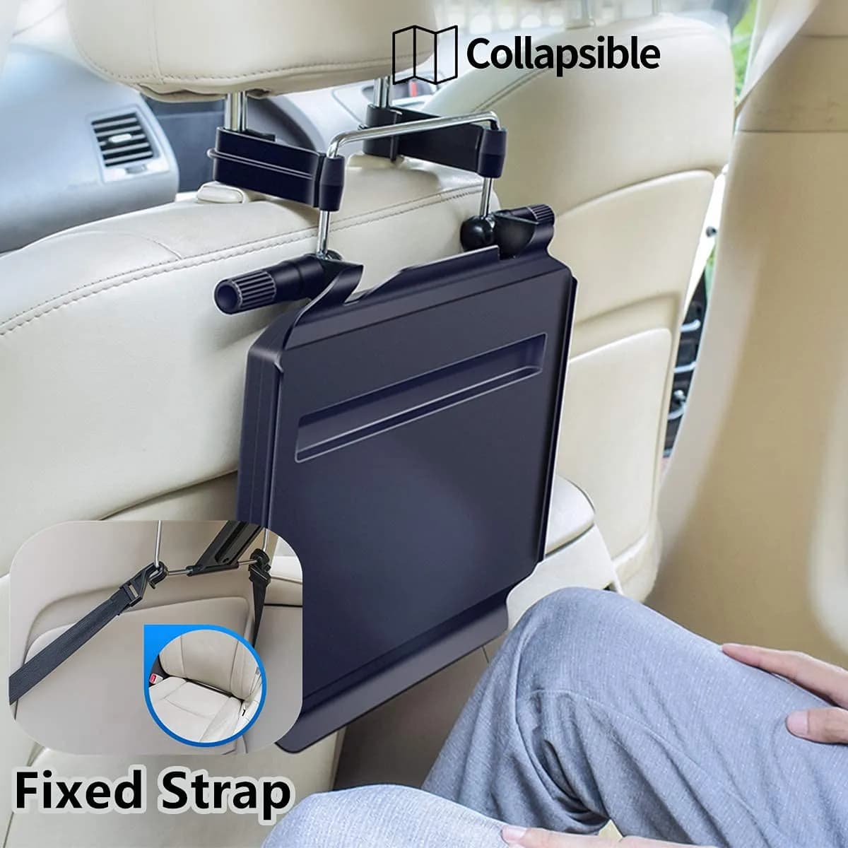 Xergur 2-in-1 Car Steering Wheel Tray & Back Seat Headrest Tray | Portable Workstation & Eating Desk - view 3