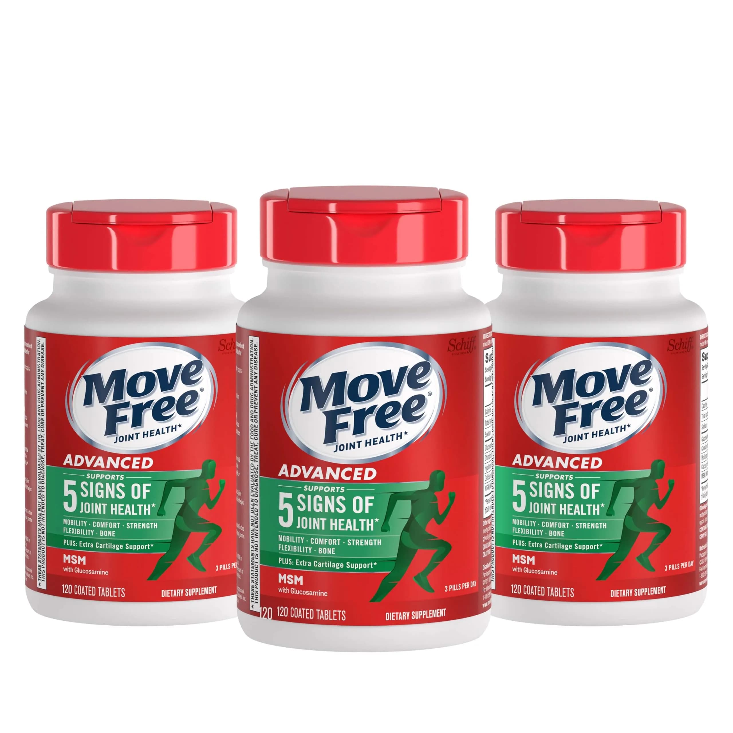 Move Free Advanced Joint Support Glucosamine Chondroitin MSM Tablets 360 Count (120 Count x 3) | Supports 5 Signs of Joint Health - main product image