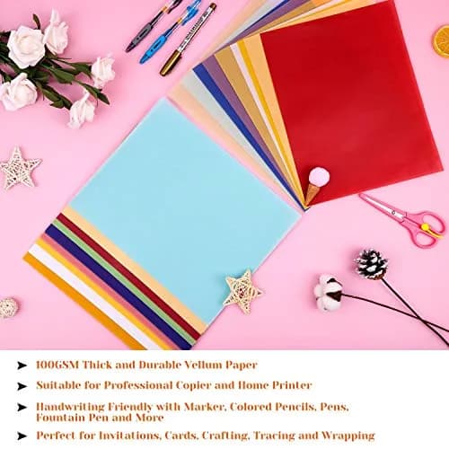 Cridoz 9-Color Transparent Vellum Paper 8.5 x 11 | Vivid Colors for Art & Printing thumbnail 4