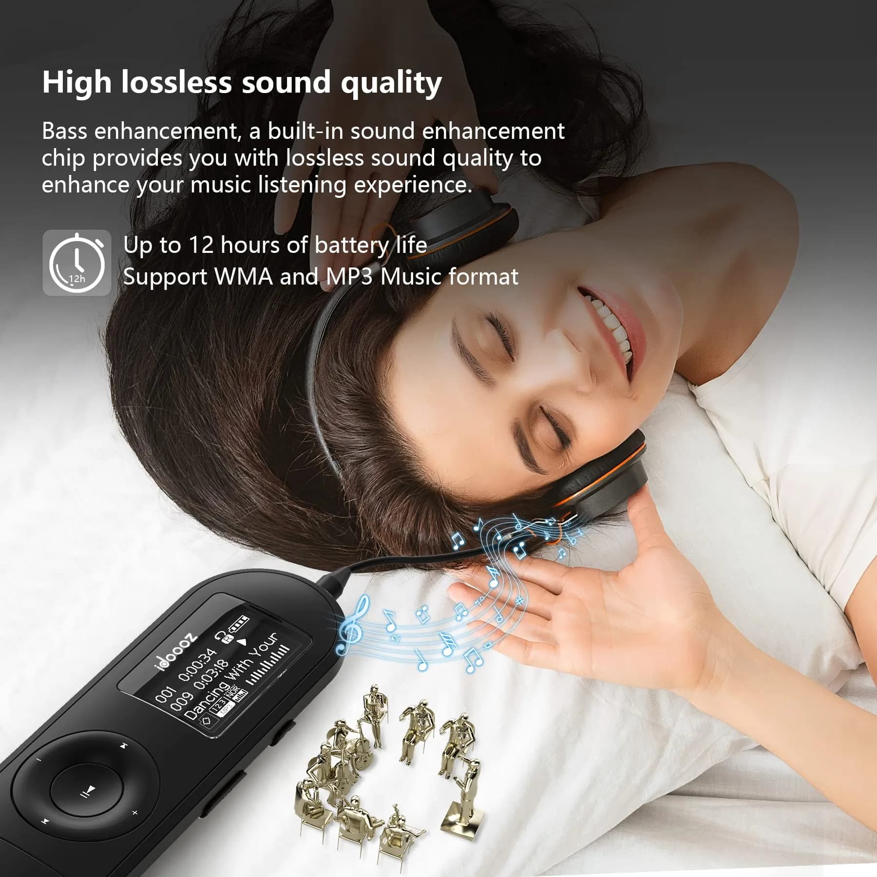 idoooz U2 MP3 Player 8GB (0.27 Fl Oz) | Lossless Sound Quality for Running & Sports - view 5