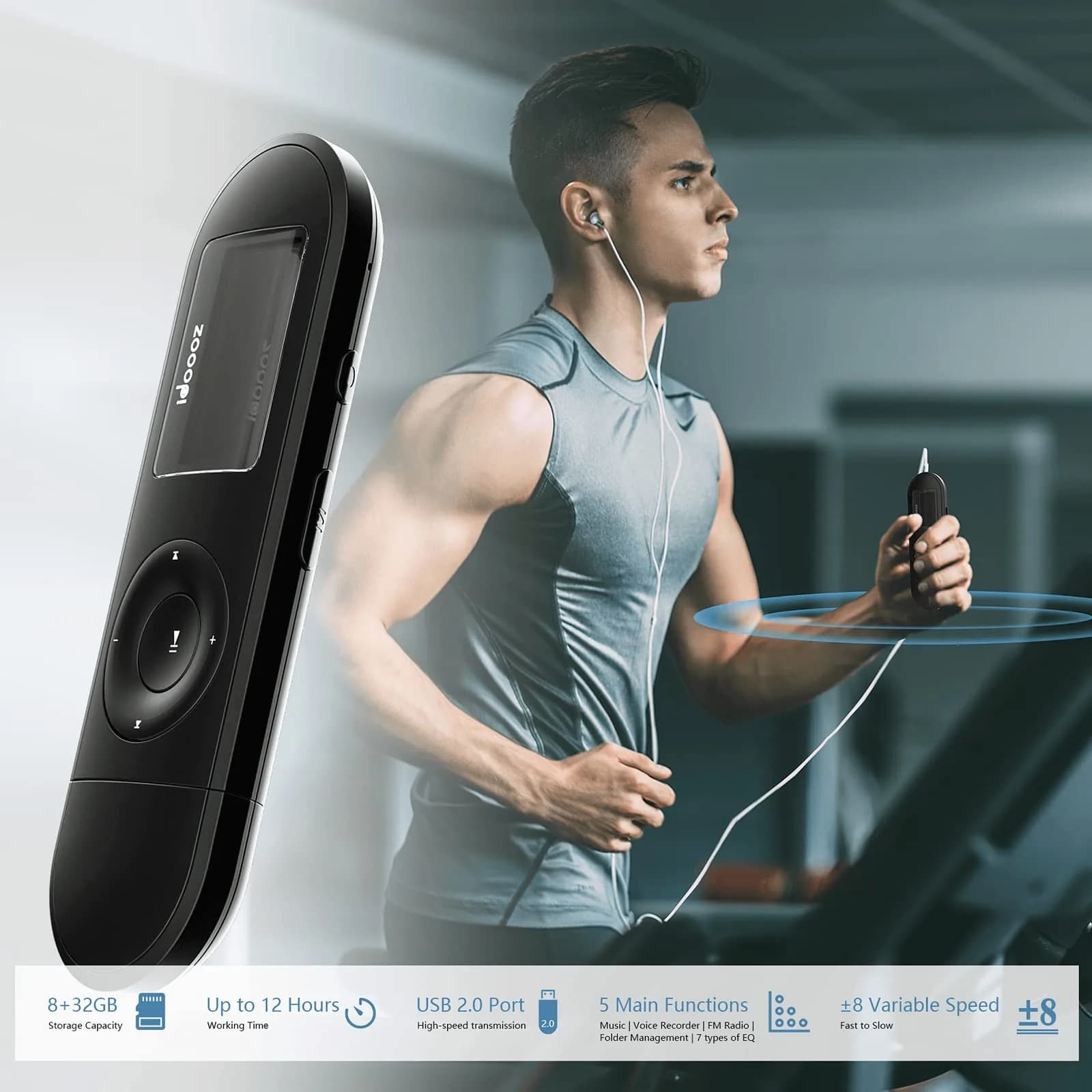 idoooz U2 MP3 Player 8GB (0.27 Fl Oz) | Lossless Sound Quality for Running & Sports - view 4