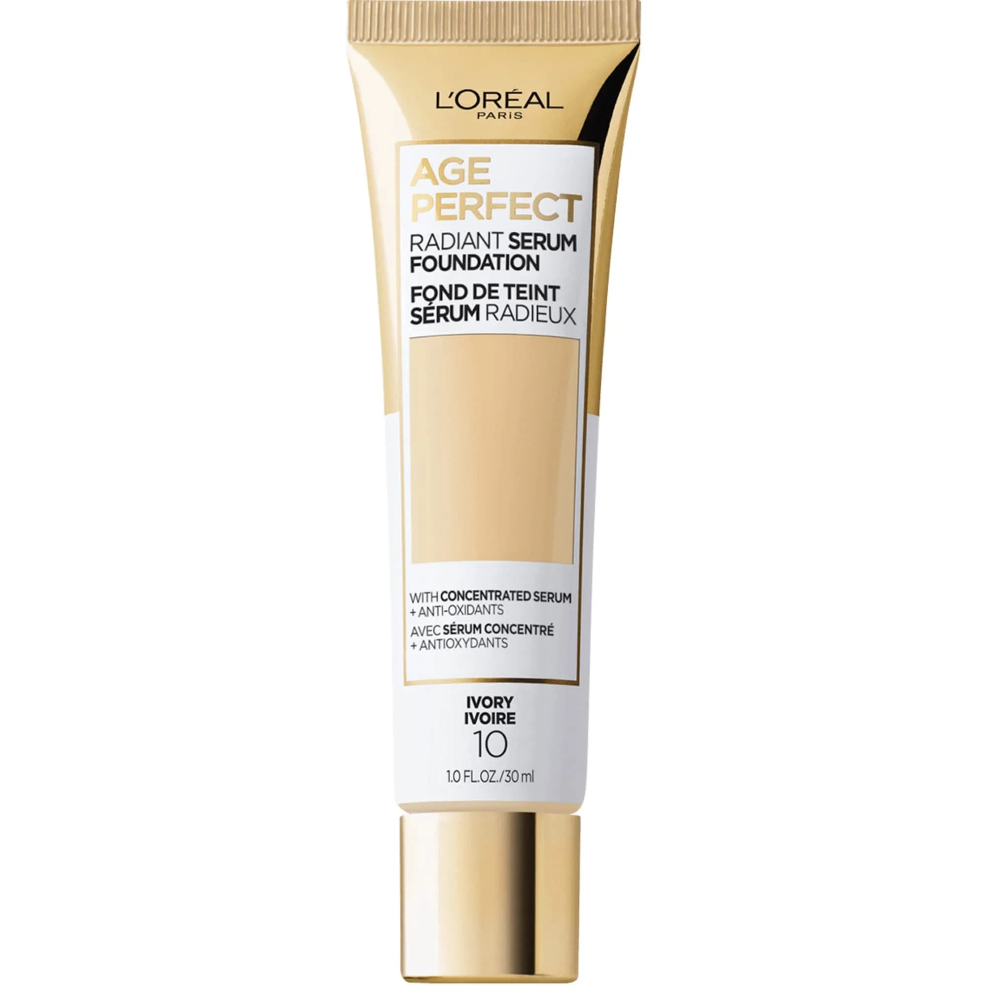 L'Oreal Paris Age Perfect Radiant Serum Foundation SPF 50 Ivory | Hydrating, Sensitive Skin, Broad Spectrum Sun Protection