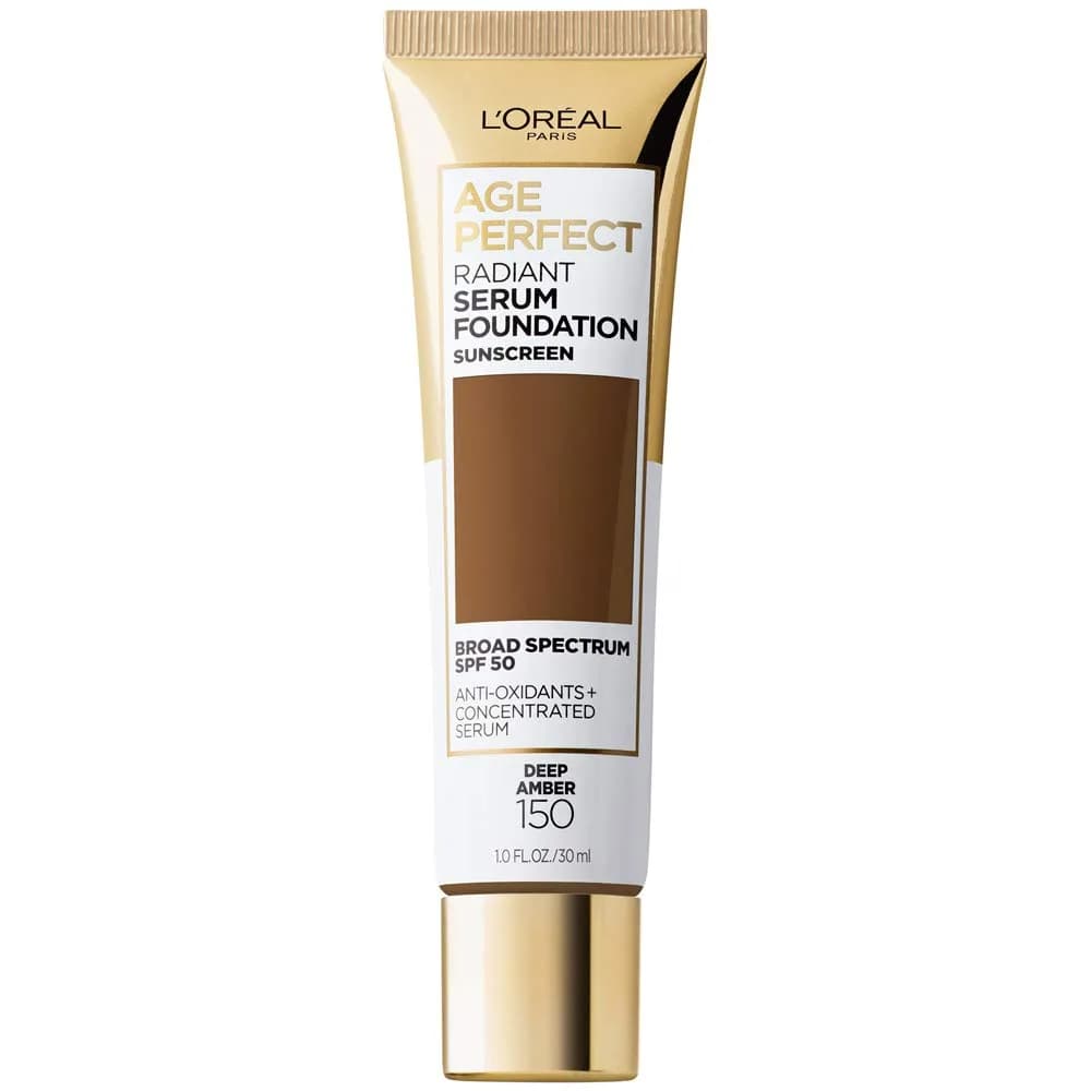 L'Oreal Paris Age Perfect Radiant Serum Foundation SPF 50 Ivory | Hydrating, Sensitive Skin, Broad Spectrum Sun Protection — Deep Amber