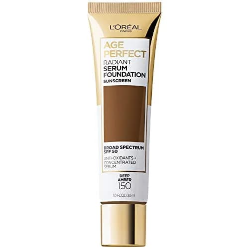 L'Oreal Paris Age Perfect Radiant Serum Foundation SPF 50 Deep Amber 1 Fl Oz | Hydrating, Sensitive Skin thumbnail 1