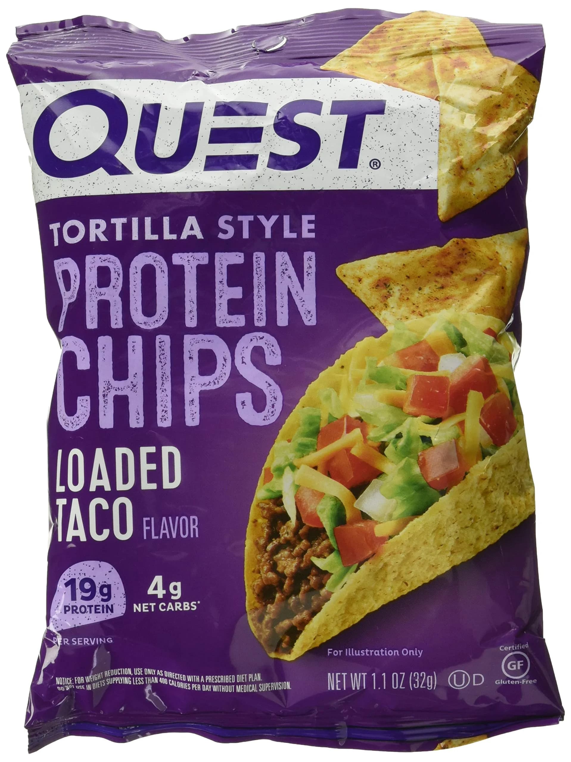 Quest Loaded Taco Tortilla Style Protein Chips, 1.1 oz (31g) | Certified Gluten-Free Snack - main product image