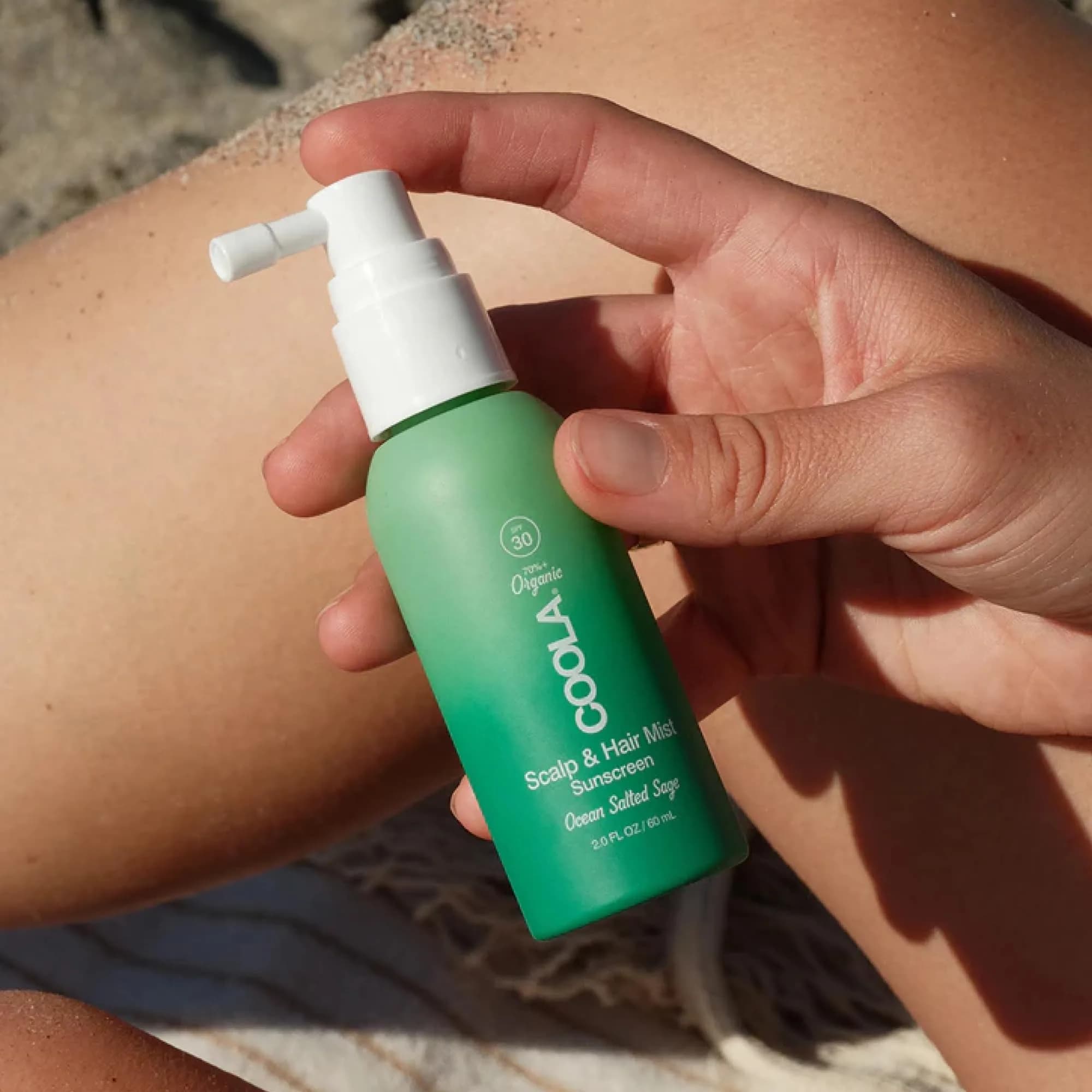 COOLA Organic Scalp & Hair Sunscreen Mist SPF 30 with Monoi Oil, Ocean Salted Sage (2 Fl Oz / 59 ml) - view 3