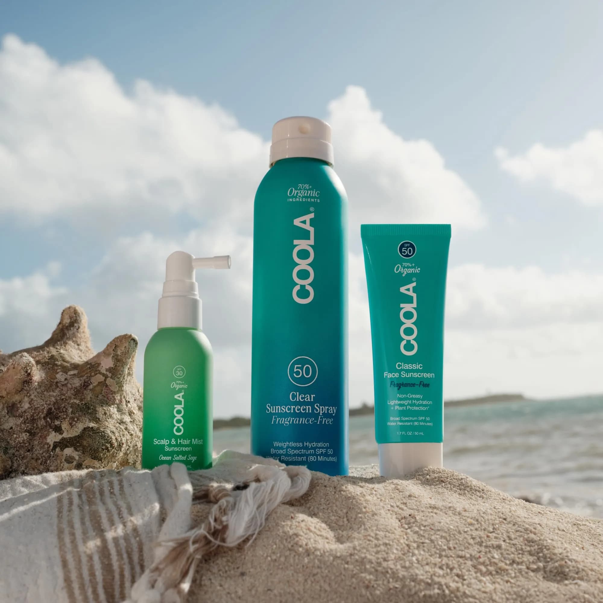 COOLA Organic Scalp & Hair Sunscreen Mist SPF 30 with Monoi Oil, Ocean Salted Sage (2 Fl Oz / 59 ml) - view 5