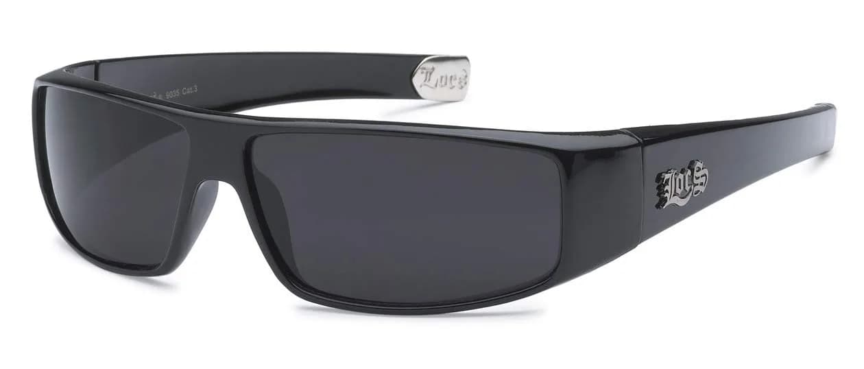 Locs 9035 Black Sunglasses | Polarized Retro Wrap-Around Style (1 oz) - main product image