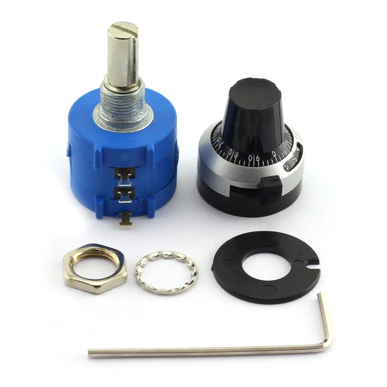 RLECS 3590S-2-502L 5K Ohm Potentiometer 10-Turn Wirewound with Rotary Dial Knob | Precision Adjustable Resistor - main product image