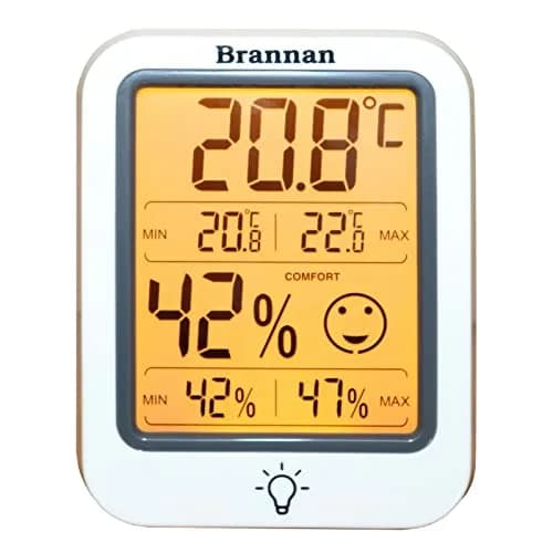 Brannan Digital Room Thermometer Hygrometer with Backlight & Max Min Recording, -50°C to 70°C (25.6°F to 158°F) | Monitors Indoor Temperature and Humidity Accurately thumbnail 1