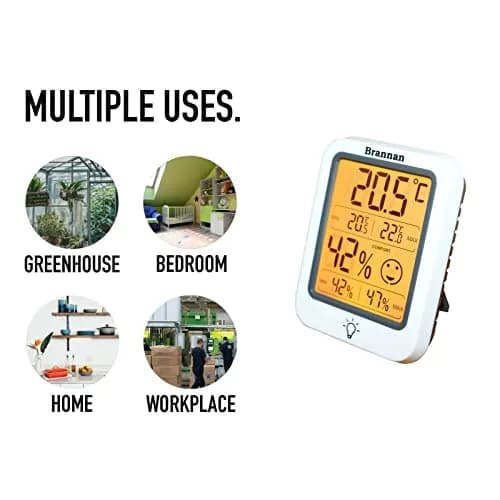 Brannan Digital Room Thermometer Hygrometer with Backlight & Max Min Recording, -50°C to 70°C (25.6°F to 158°F) | Monitors Indoor Temperature and Humidity Accurately thumbnail 6