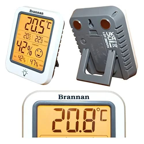 Brannan Digital Room Thermometer Hygrometer with Backlight & Max Min Recording, -50°C to 70°C (25.6°F to 158°F) | Monitors Indoor Temperature and Humidity Accurately thumbnail 7