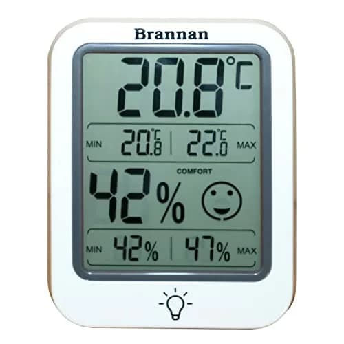 Brannan Digital Room Thermometer Hygrometer with Backlight & Max Min Recording, -50°C to 70°C (25.6°F to 158°F) | Monitors Indoor Temperature and Humidity Accurately thumbnail 2