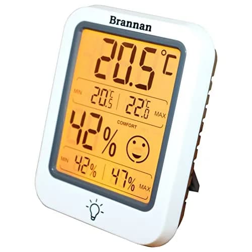 Brannan Digital Room Thermometer Hygrometer with Backlight & Max Min Recording, -50°C to 70°C (25.6°F to 158°F) | Monitors Indoor Temperature and Humidity Accurately thumbnail 3