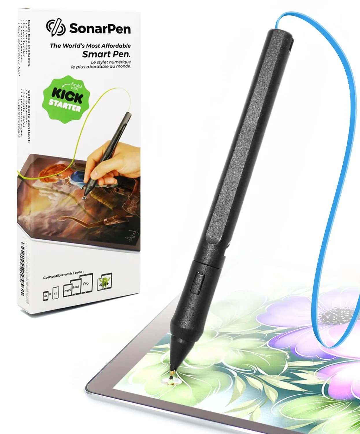 SonarPen Pressure Sensitive Stylus for iPhone, Android & Switch | Palm Rejection & Pressure Control (105 words) — Blue