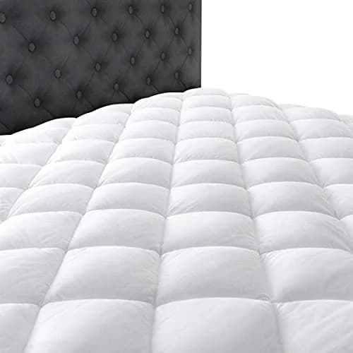 Taupiri Queen Quilted Mattress Pad Cover with Deep Pocket (8"-21"), White | Breathable & Deep Pocket Mattress Protector thumbnail 5