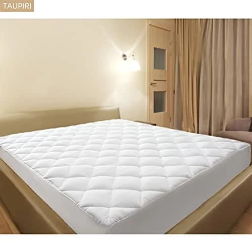 Taupiri Queen Quilted Mattress Pad Cover with Deep Pocket (8"-21"), White | Breathable & Deep Pocket Mattress Protector thumbnail 6