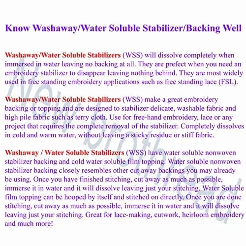 New brothread 12" x 25 Yd Wash Away Embroidery Stabilizer | Water Soluble, Light Weight 1.5oz, for Machine Embroidery & FSL thumbnail 3