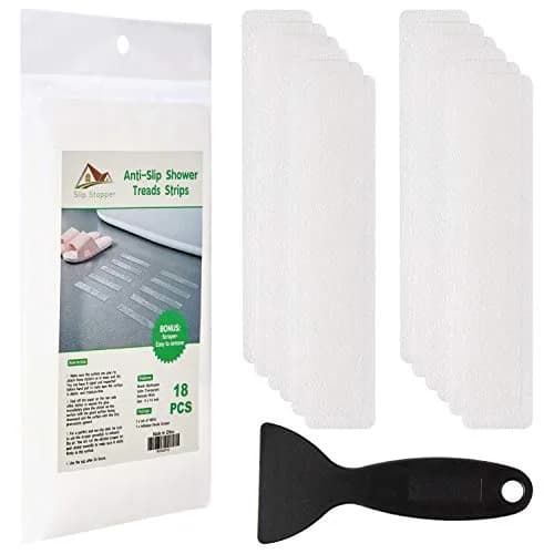 SlipStopper Non Slip Bathtub Strips 18 PCS Larger Adhesive Anti Slip Shower Stickers 20.3 cm x 4.1 cm (8 x 1.6 Inch) | Premium Scraper Included thumbnail 1