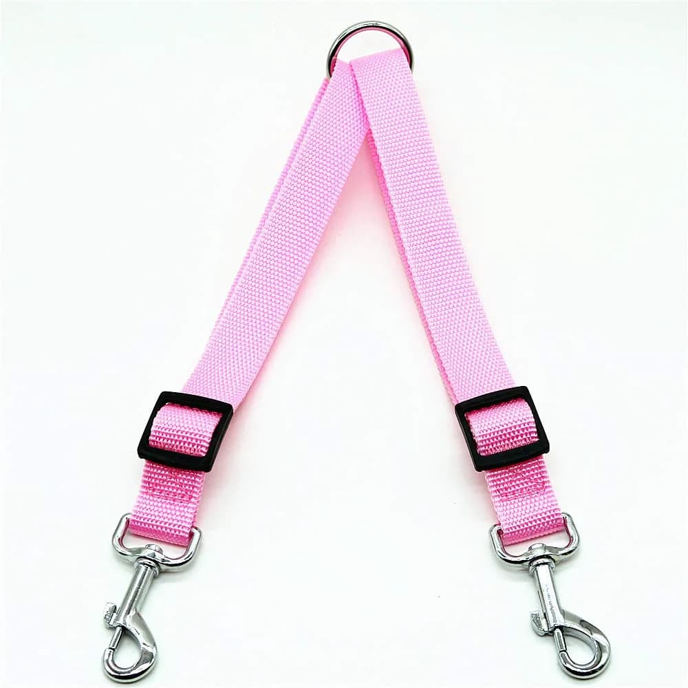 Shuiniba Pink Dog Leash Coupler for Two Small Dogs | Adjustable 16-23 Inches